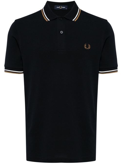 Polo manica corta con doppio bordino e logo ricamato FRED PERRY | M3600U86